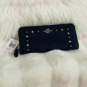 Coach Navy Blue Studded Women's Wallet